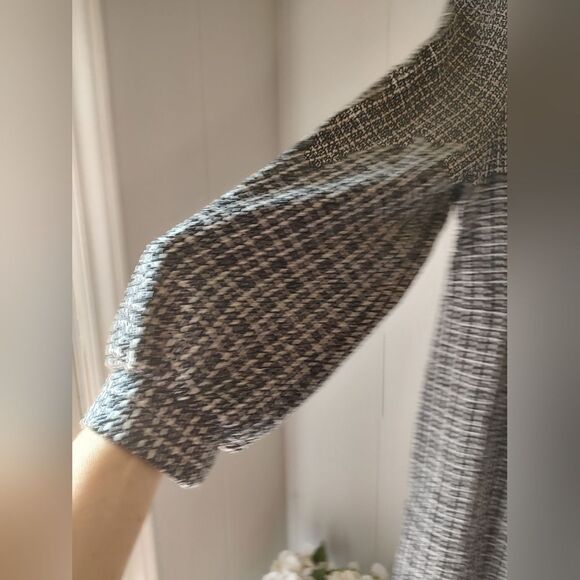 Black And White Tweed Retro Vintage Style Dress With Lantern Sleeves NWT Large - Picture 4 of 10